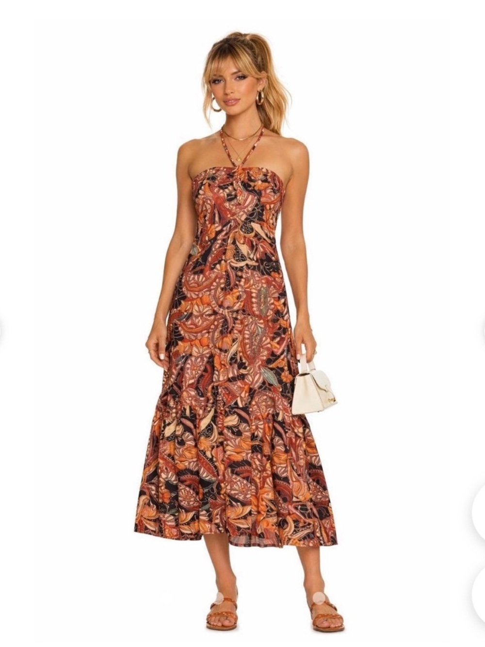 House of Harlow 1960 Halter Paisley Midi Dress with pockets